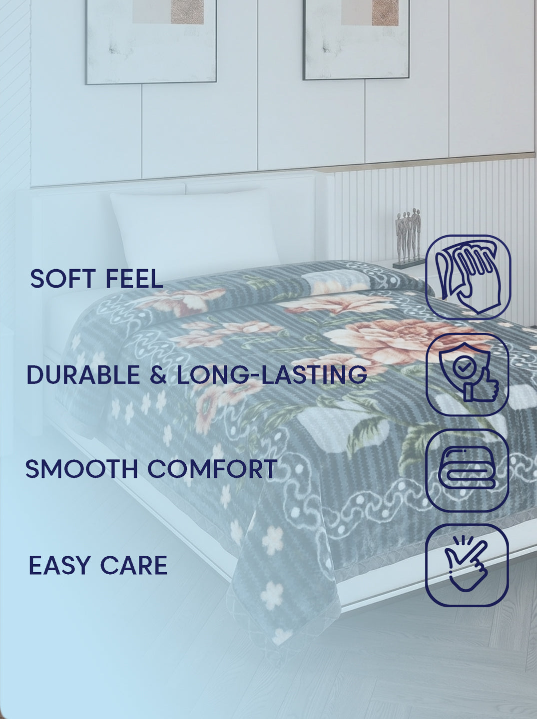 Printed Single Bed 2 Ply 850 GSM Blanket for Winter (Kye), Weight 3 kg