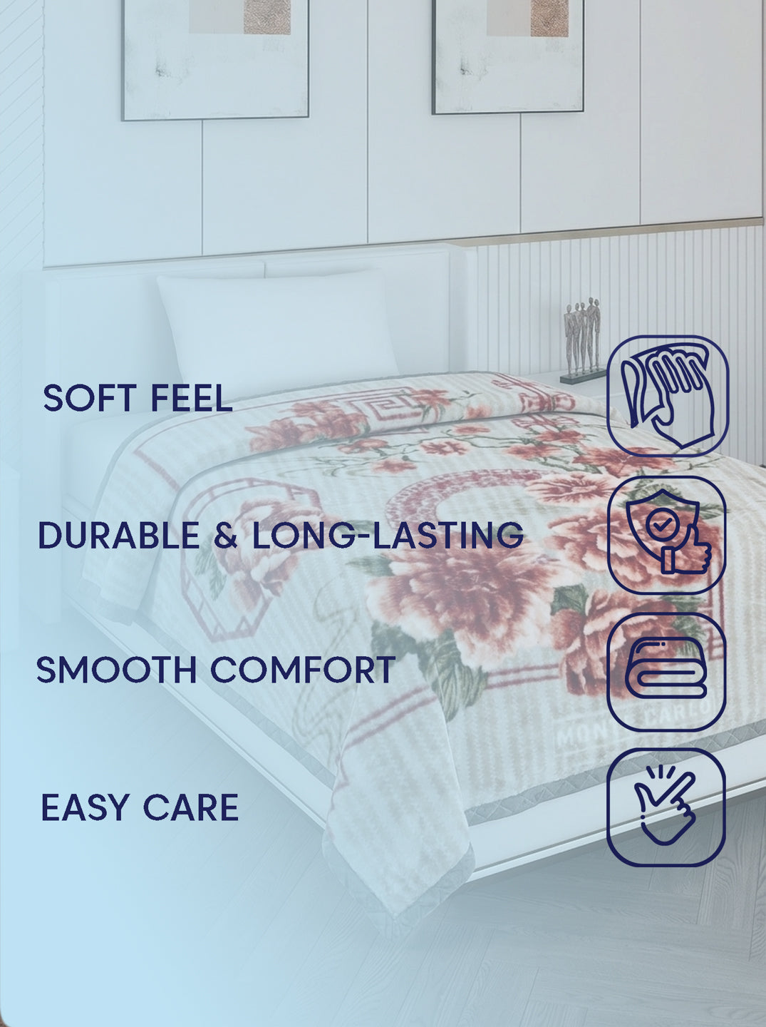 Printed Single Bed 2 Ply 850 GSM Blanket for Winter (Kye), Weight 3 kg