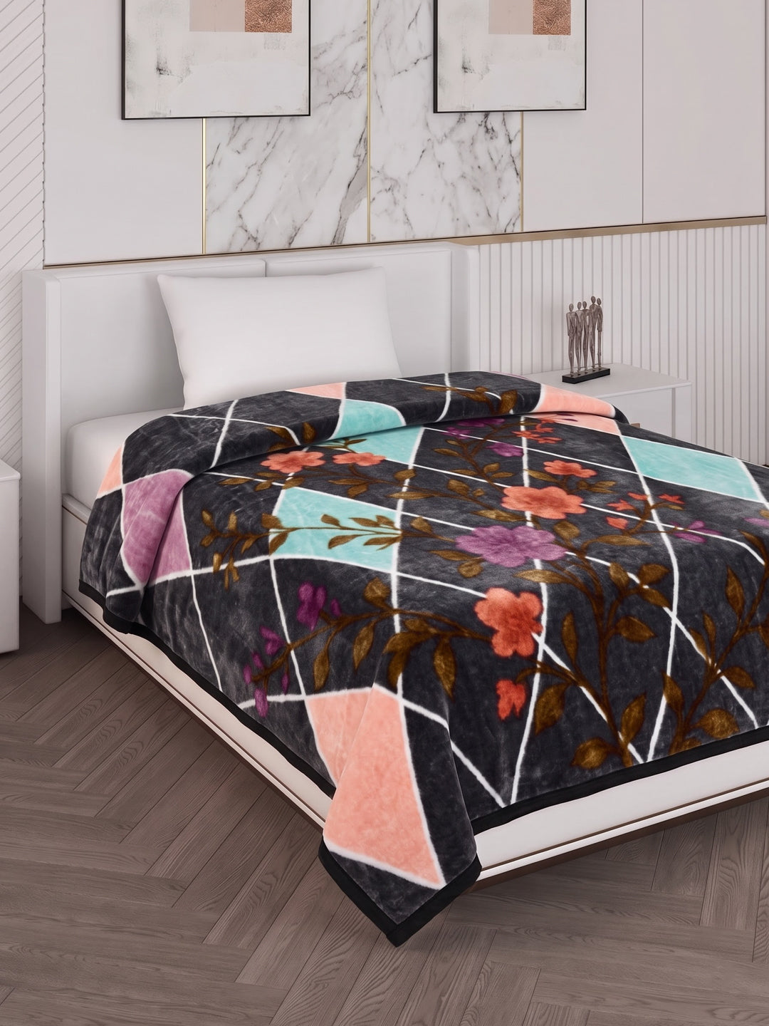Printed Single Bed 2 Ply 890 GSM Blanket for Winter (Lavish), Weight 3.15 kg