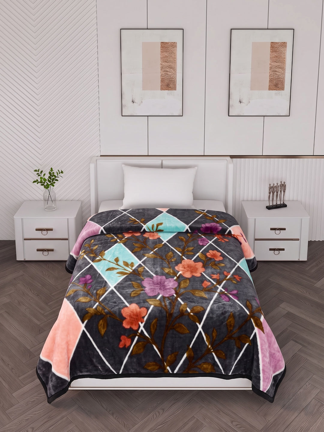 Printed Single Bed 2 Ply 890 GSM Blanket for Winter (Lavish), Weight 3.15 kg