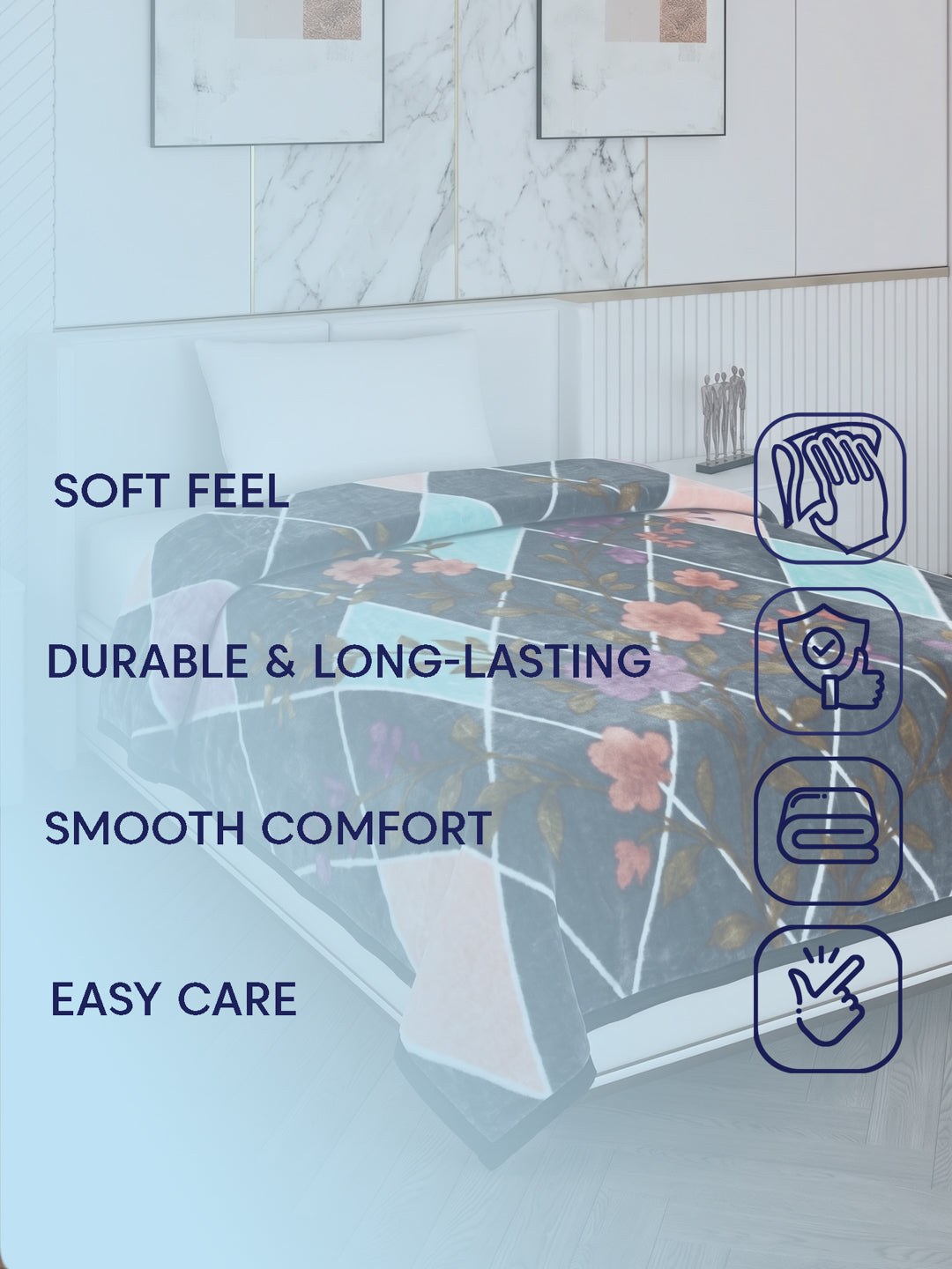 Printed Single Bed 2 Ply 890 GSM Blanket for Winter (Lavish), Weight 3.15 kg