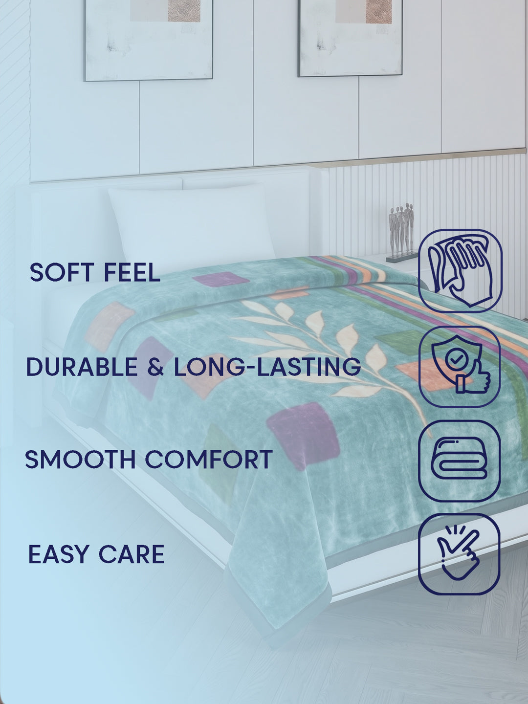 Printed Single Bed 2 Ply 890 GSM Blanket for Winter (Lavish), Weight 3.15 kg