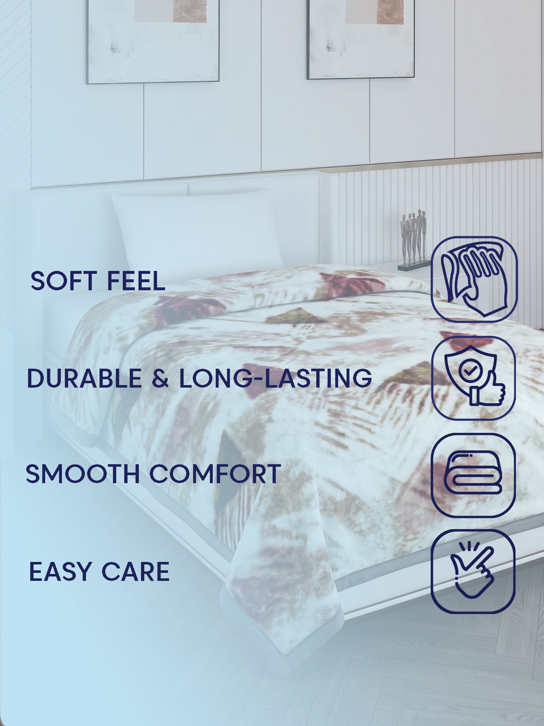 Printed Single Bed 2 Ply 890 GSM Blanket for Winter (Lavish), Weight 3.15 kg