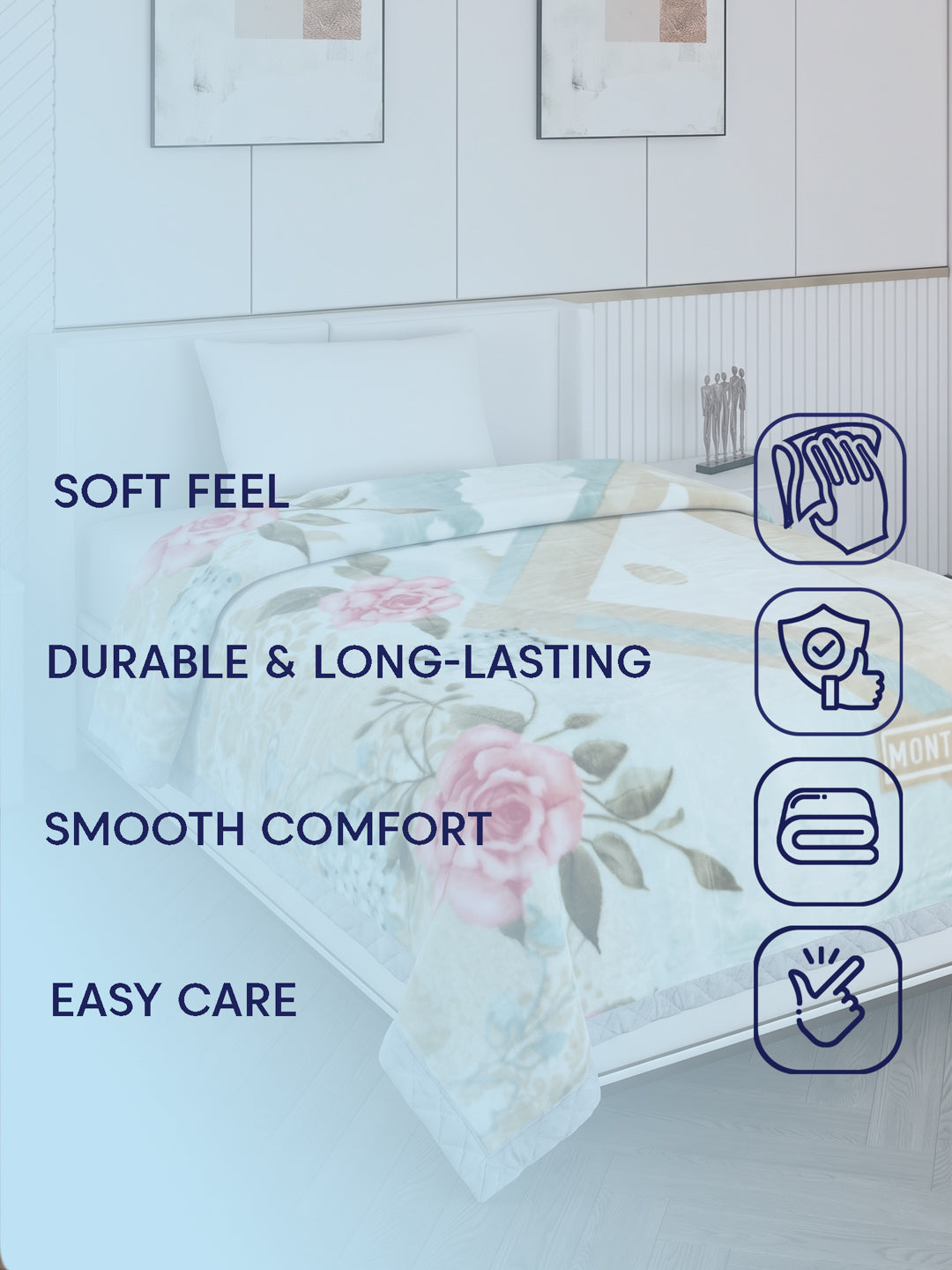 Printed Single Bed 2 Ply 890 GSM Blanket for Winter (Lavish Plus), Weight 3.15 kg