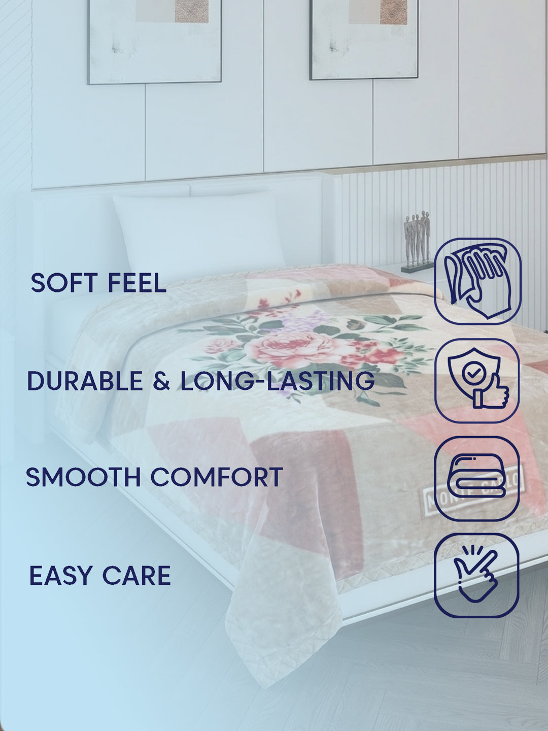 Printed Single Bed 2 Ply 890 GSM Blanket for Winter (Lavish Plus), Weight 3.15 kg