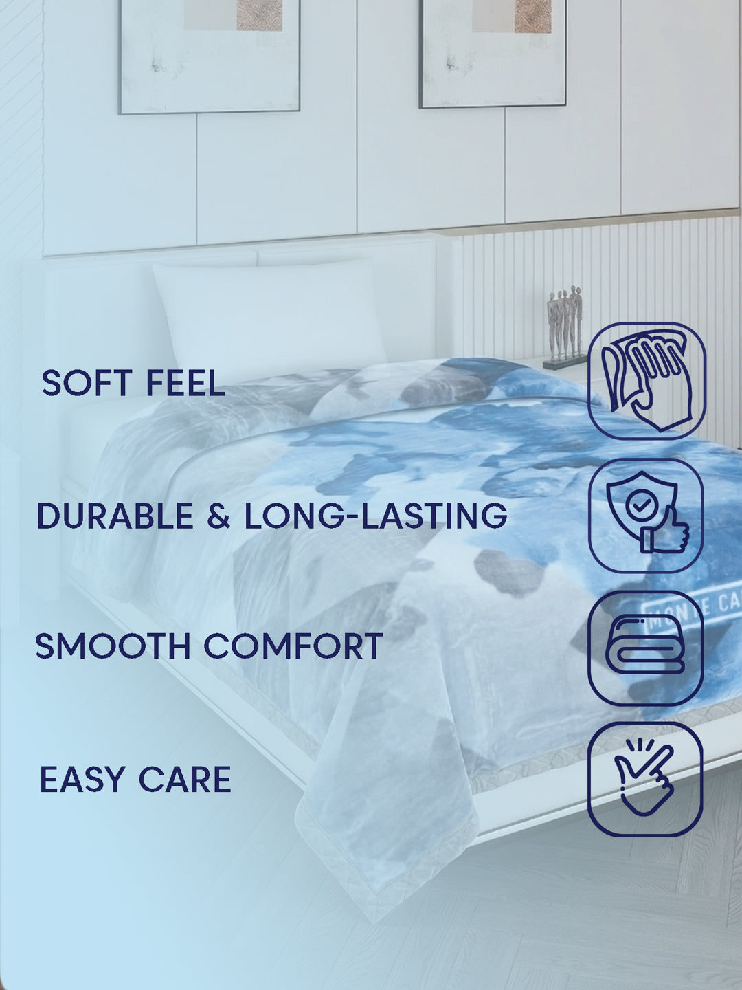 Printed Single Bed 2 Ply 890 GSM Blanket for Winter (Lavish Plus), Weight 3.15 kg