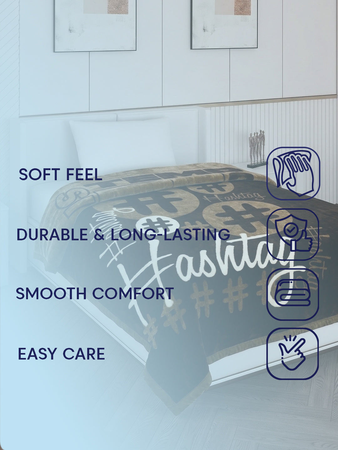 Printed Single Bed 2 Ply 890 GSM Blanket for Winter (Livo), Weight 3.15 kg