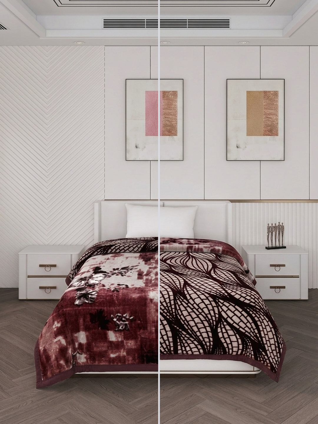 Printed Single Bed 2 Ply 890 GSM Blanket for Winter (Livo), Weight 3.15 kg