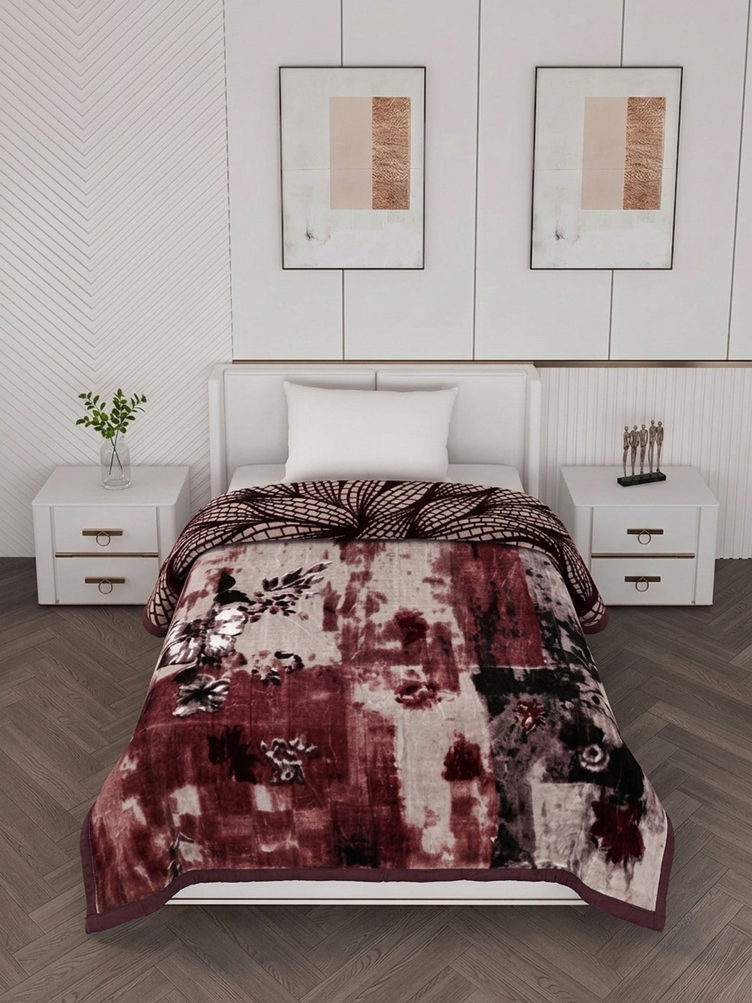 Printed Single Bed 2 Ply 890 GSM Blanket for Winter (Livo), Weight 3.15 kg