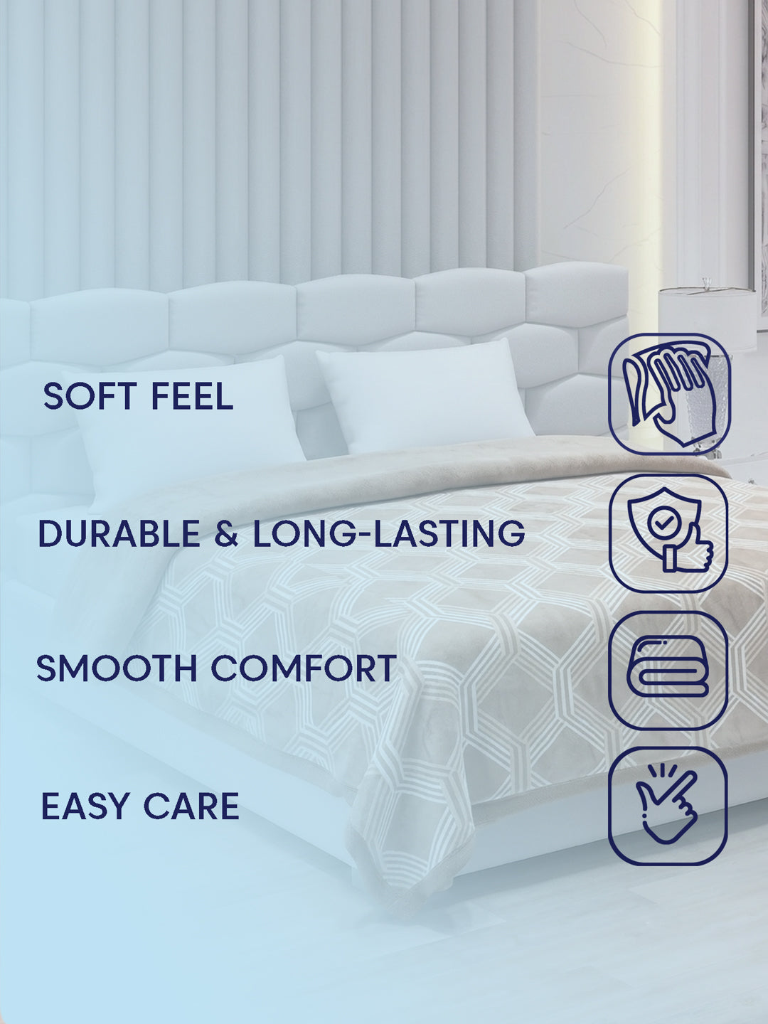 Printed Double Bed 2 Ply 470 GSM Blanket for Winter (Monaco), Weight 2.5 kg