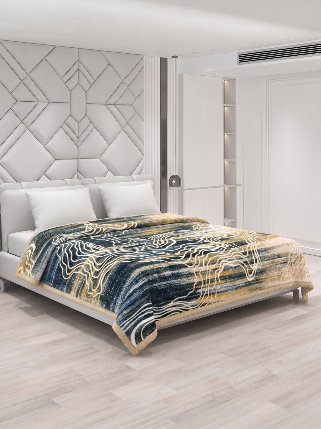 Printed Double Bed 2 Ply 870 GSM Blanket for Winter (Moon Valley), Weight 4.6 kg