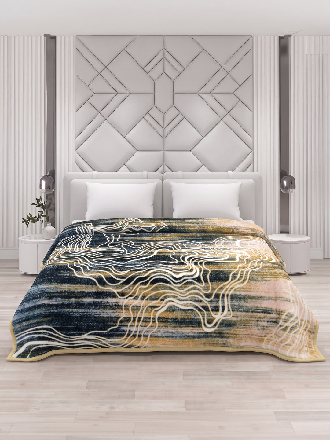 Printed Double Bed 2 Ply 870 GSM Blanket for Winter (Moon Valley), Weight 4.6 kg