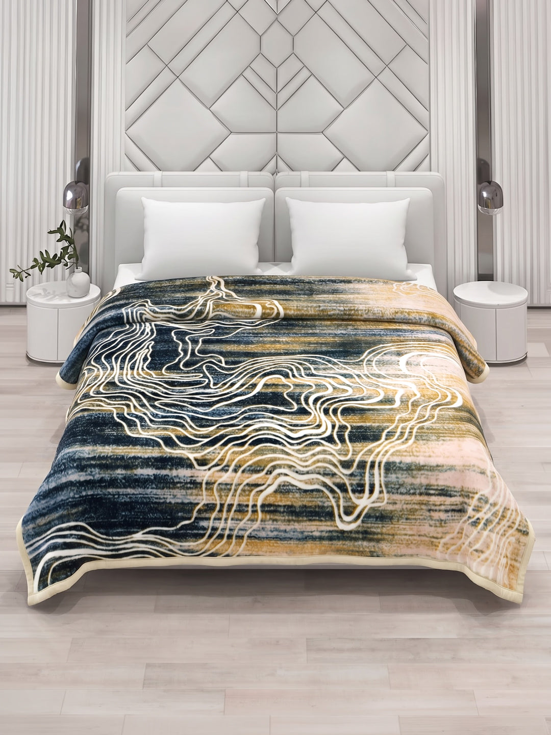 Printed Double Bed 2 Ply 870 GSM Blanket for Winter (Moon Valley), Weight 4.6 kg