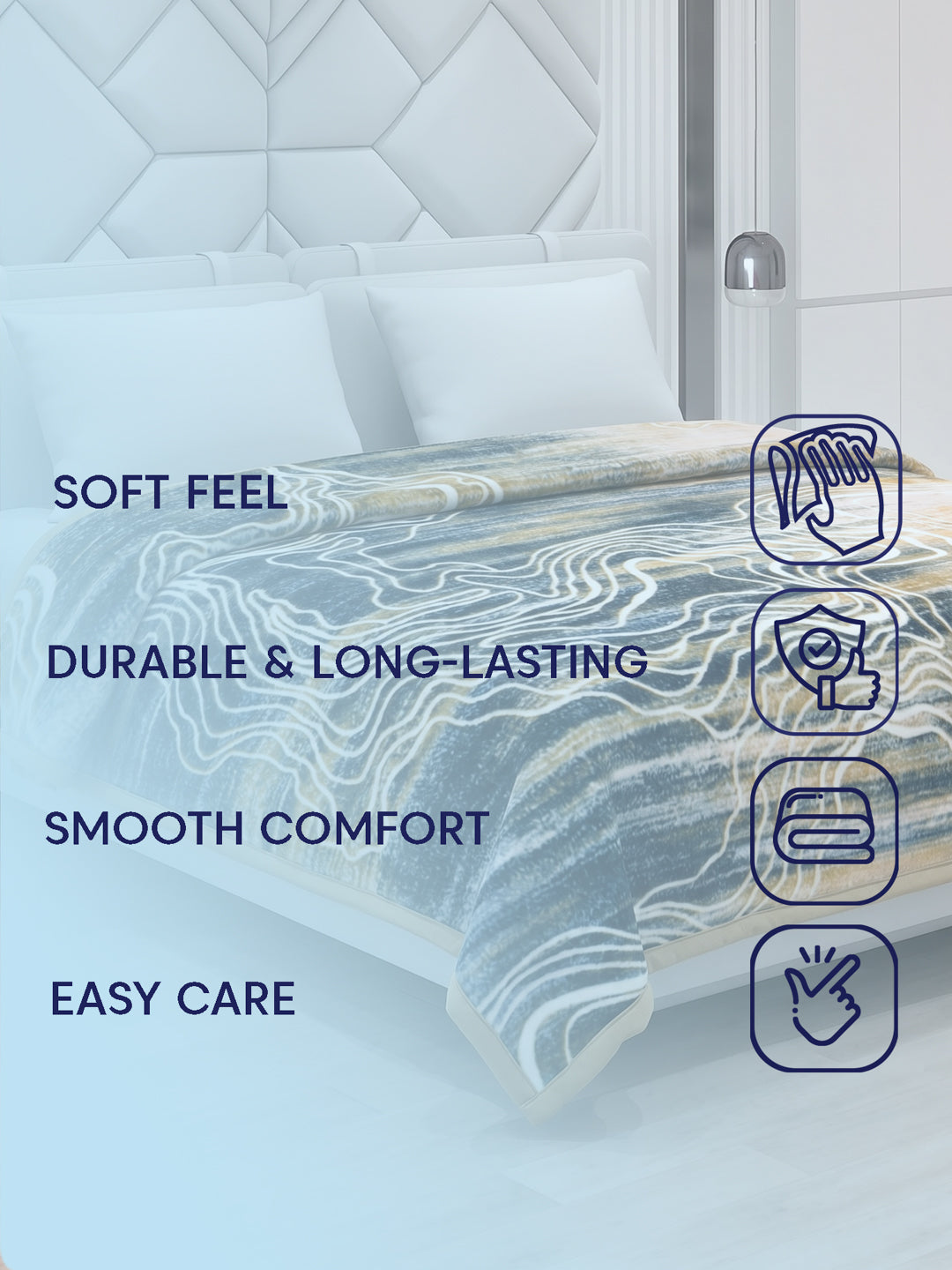 Printed Double Bed 2 Ply 870 GSM Blanket for Winter (Moon Valley), Weight 4.6 kg