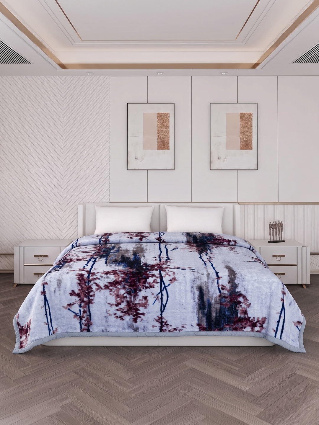 Printed Double Bed 2 Ply 870 GSM Blanket for Winter (Moon Valley), Weight 4.6 kg