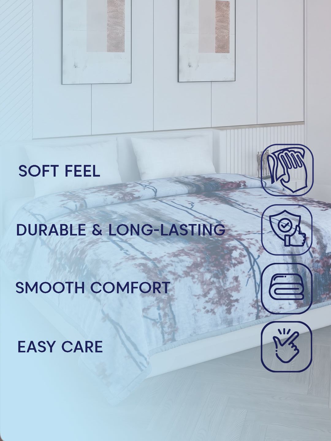Printed Double Bed 2 Ply 870 GSM Blanket for Winter (Moon Valley), Weight 4.6 kg