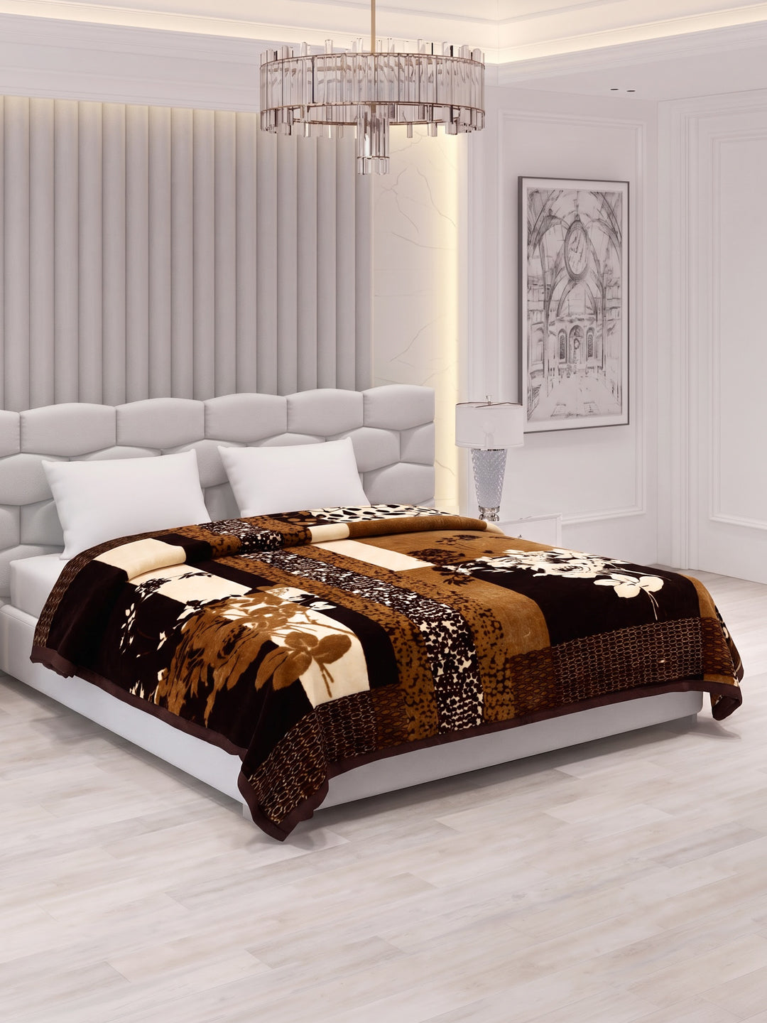 Printed Double Bed 2 Ply 870 GSM Blanket for Winter (Moon Valley), Weight 4.6 kg