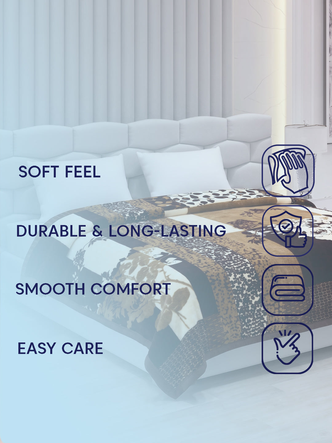 Printed Double Bed 2 Ply 870 GSM Blanket for Winter (Moon Valley), Weight 4.6 kg