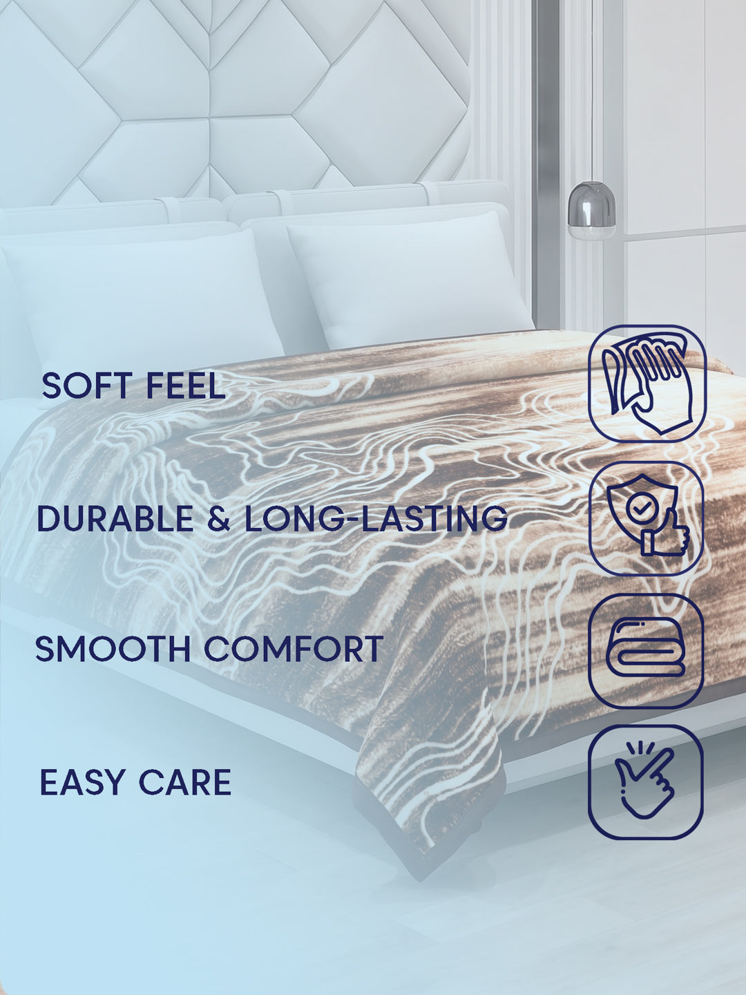 Printed Double Bed 2 Ply 870 GSM Blanket for Winter (Moon Valley), Weight 4.6 kg