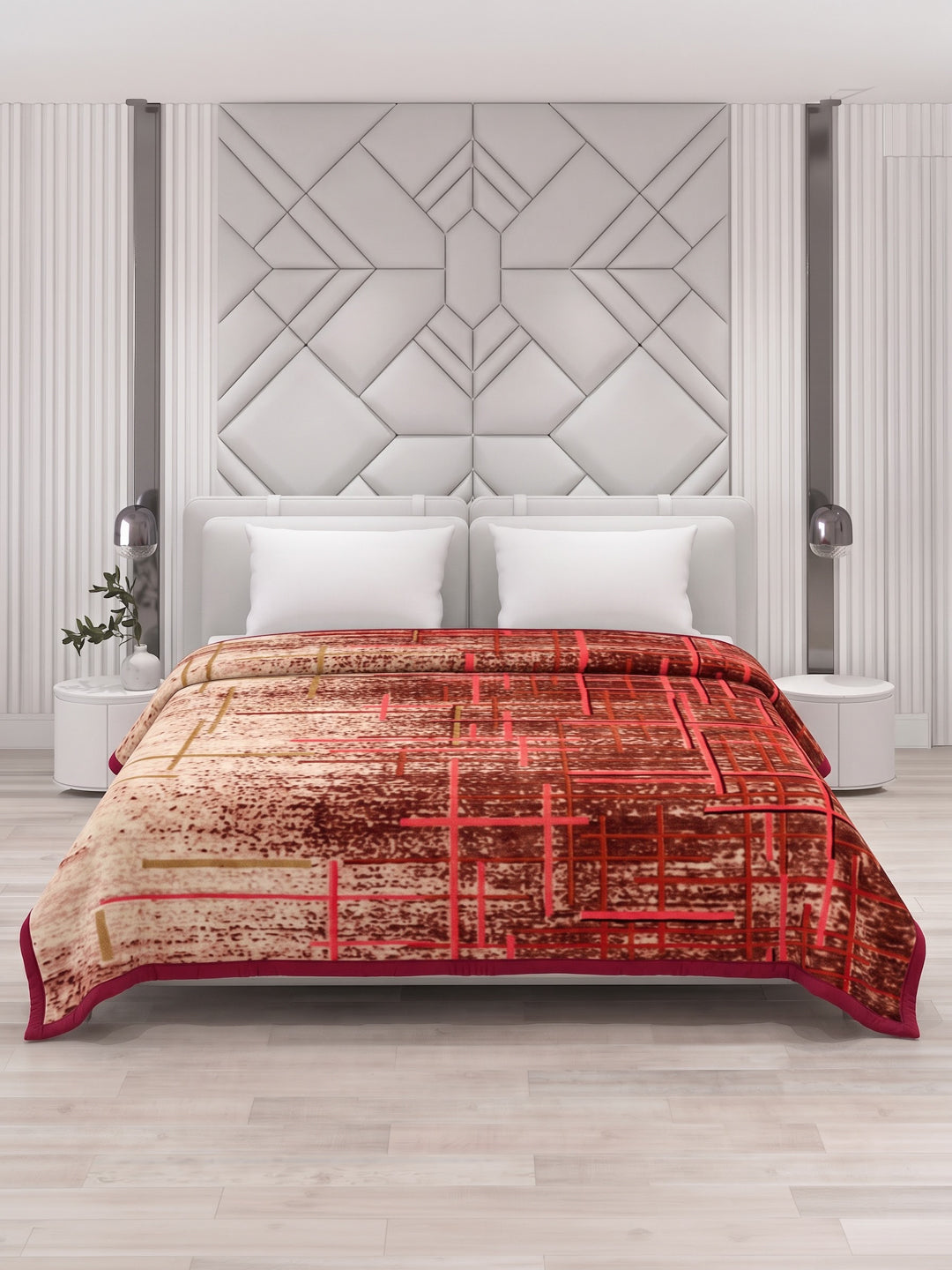 Printed Double Bed 2 Ply 870 GSM Blanket for Winter (Moon Valley), Weight 4.6 kg