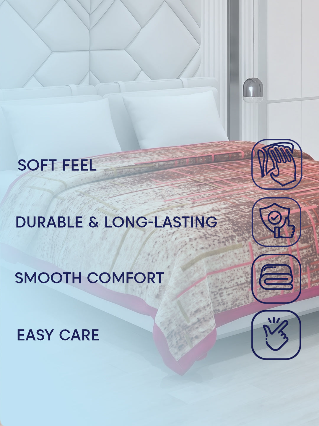 Printed Double Bed 2 Ply 870 GSM Blanket for Winter (Moon Valley), Weight 4.6 kg