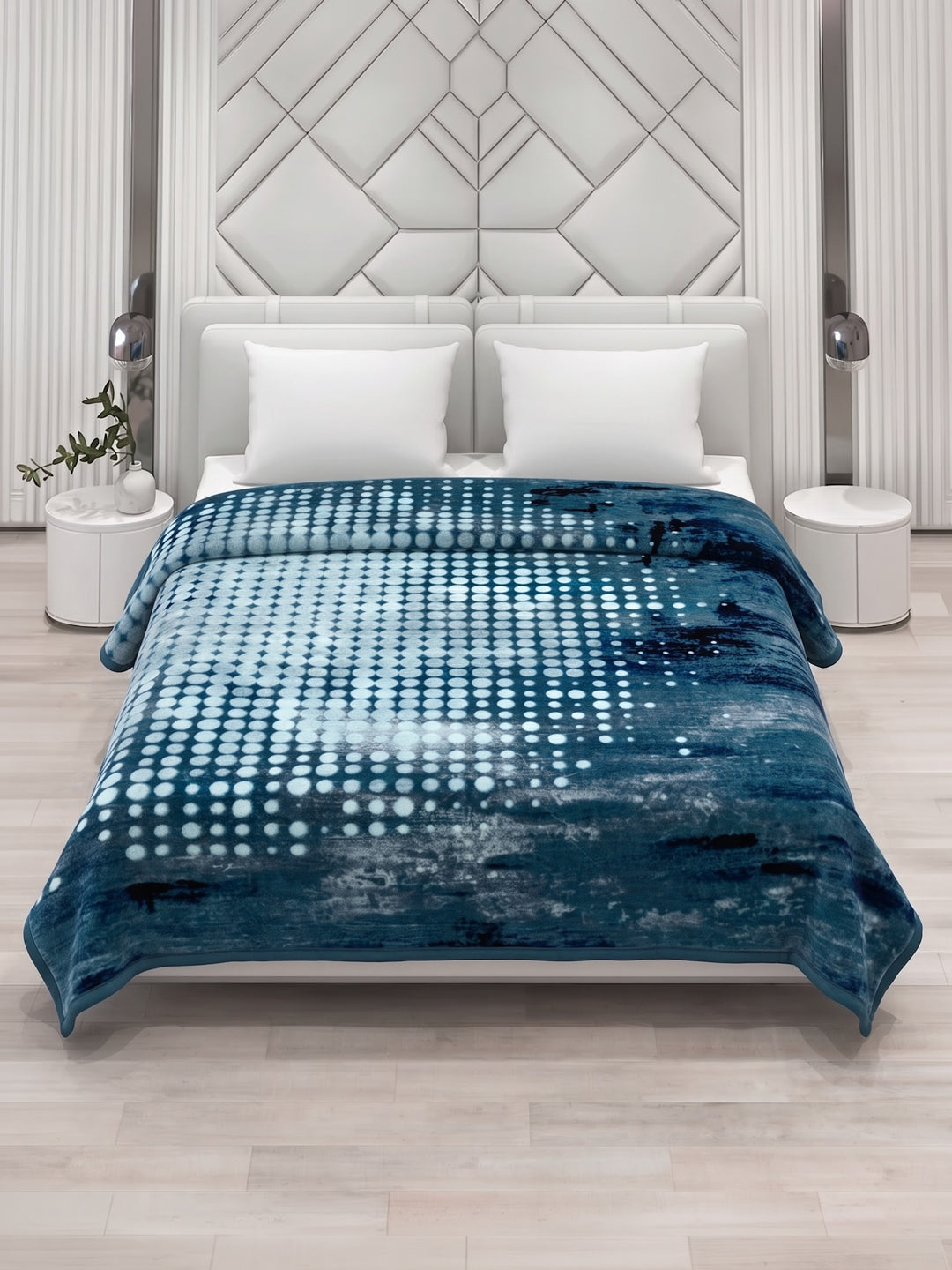 Printed Double Bed 2 Ply 870 GSM Blanket for Winter (Moon Valley), Weight 4.6 kg
