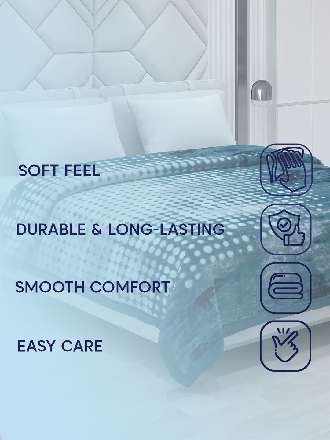 Printed Double Bed 2 Ply 870 GSM Blanket for Winter (Moon Valley), Weight 4.6 kg