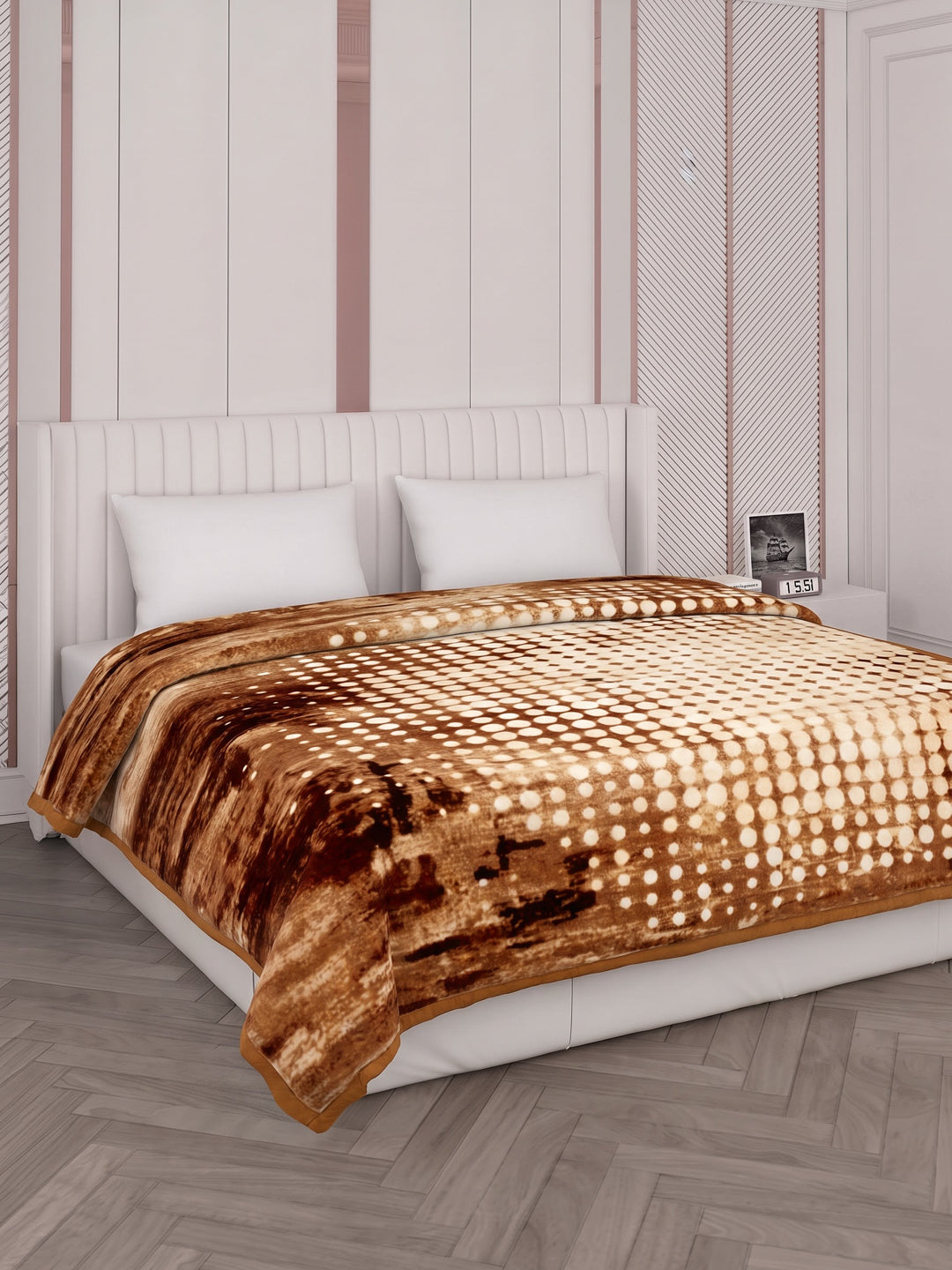 Printed Double Bed 2 Ply 870 GSM Blanket for Winter (Moon Valley), Weight 4.6 kg