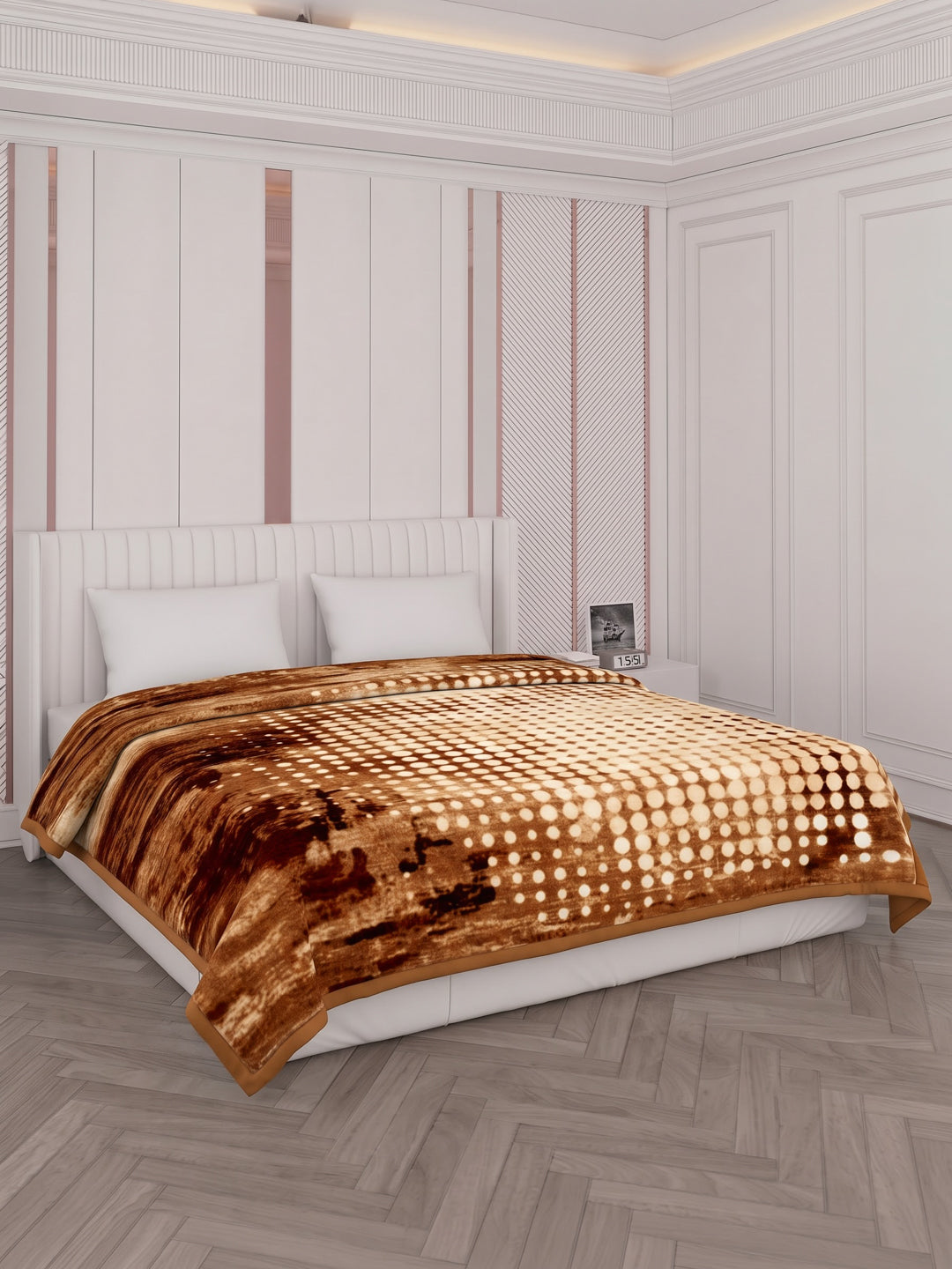 Printed Double Bed 2 Ply 870 GSM Blanket for Winter (Moon Valley), Weight 4.6 kg