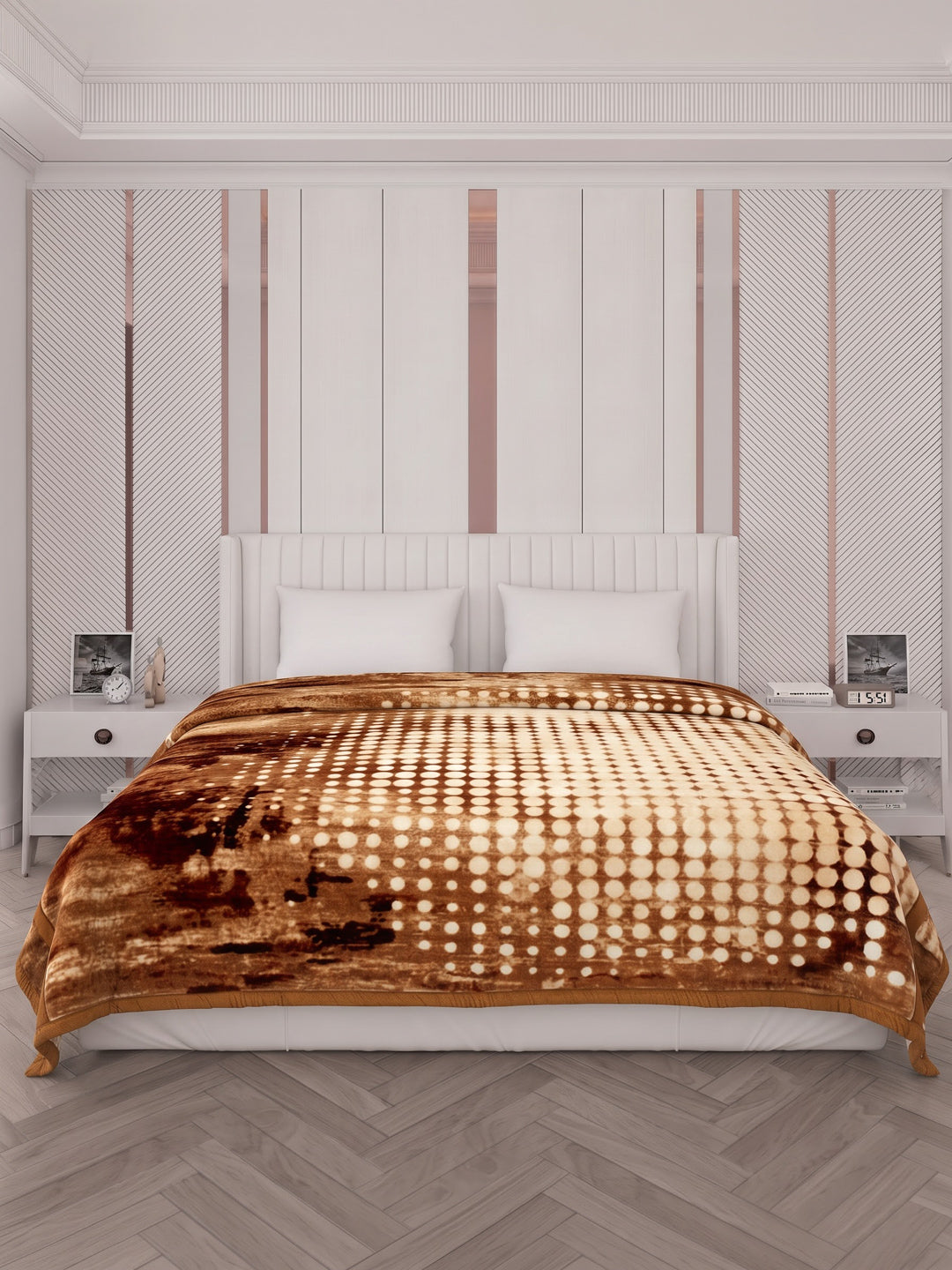 Printed Double Bed 2 Ply 870 GSM Blanket for Winter (Moon Valley), Weight 4.6 kg