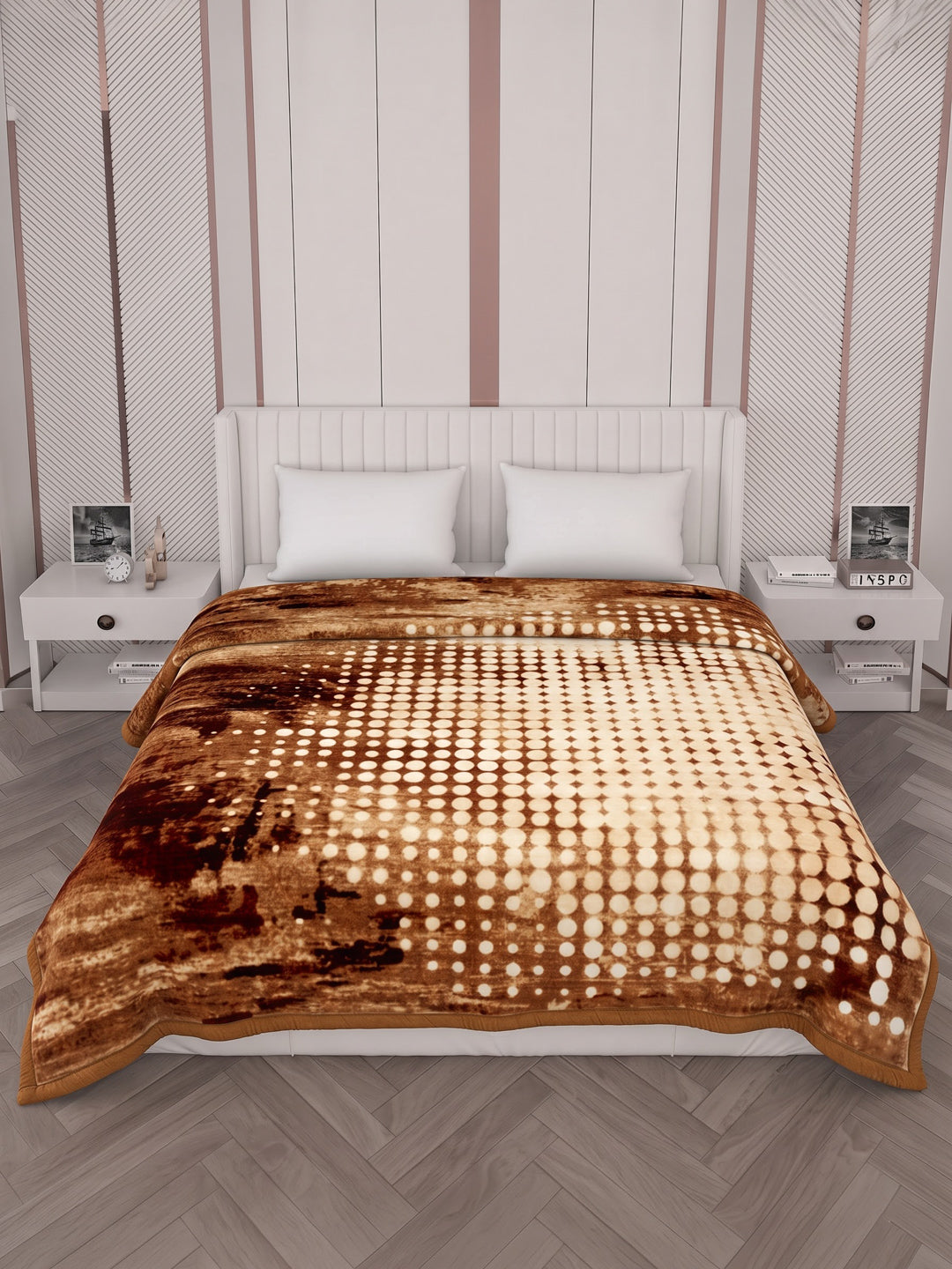 Printed Double Bed 2 Ply 870 GSM Blanket for Winter (Moon Valley), Weight 4.6 kg