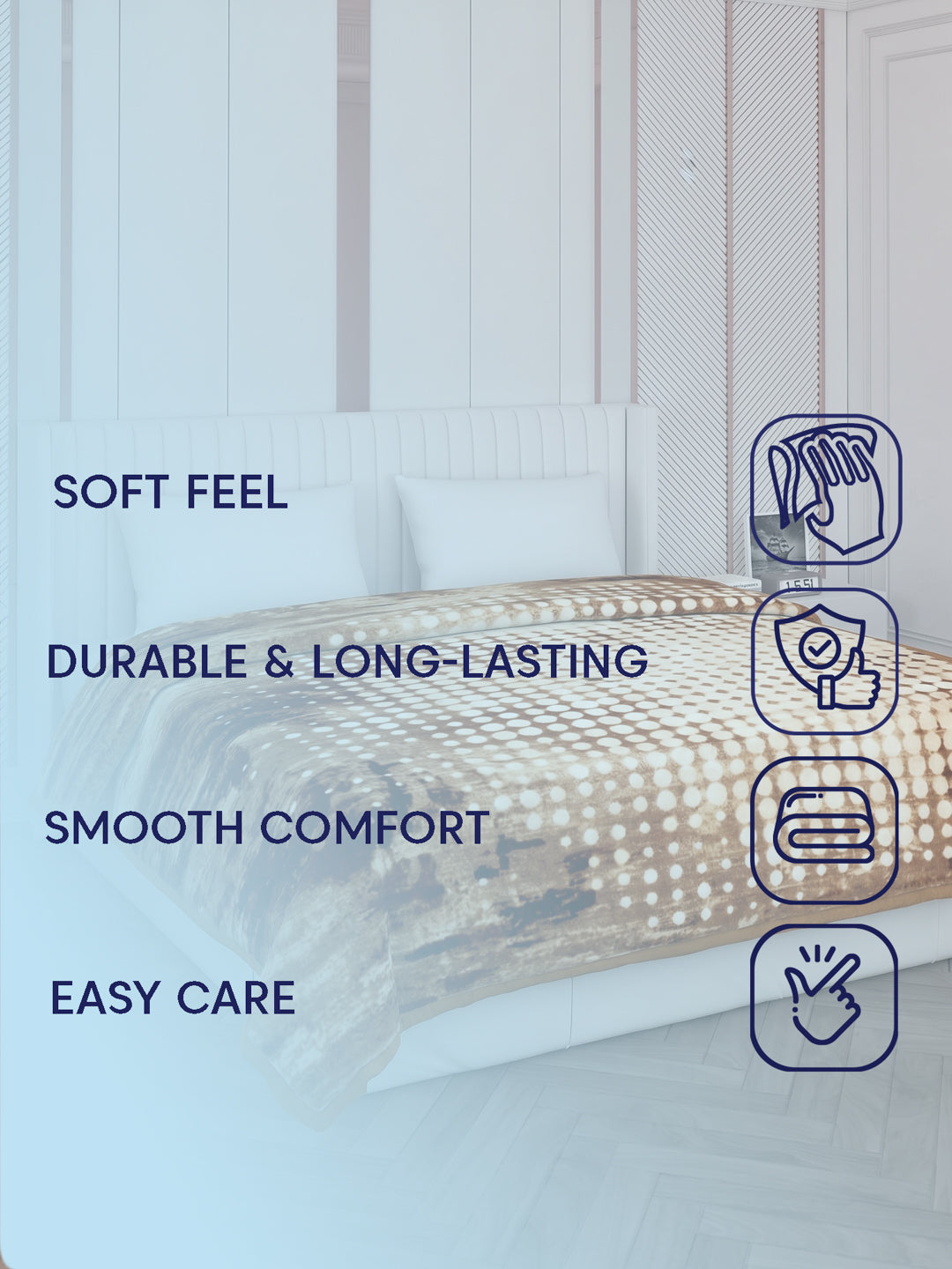 Printed Double Bed 2 Ply 870 GSM Blanket for Winter (Moon Valley), Weight 4.6 kg