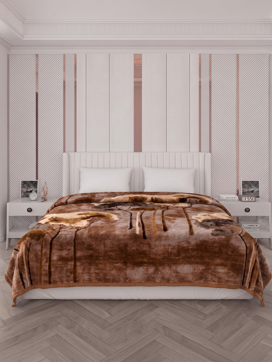 Printed Double Bed 2 Ply 870 GSM Blanket for Winter (Moon Valley), Weight 4.6 kg