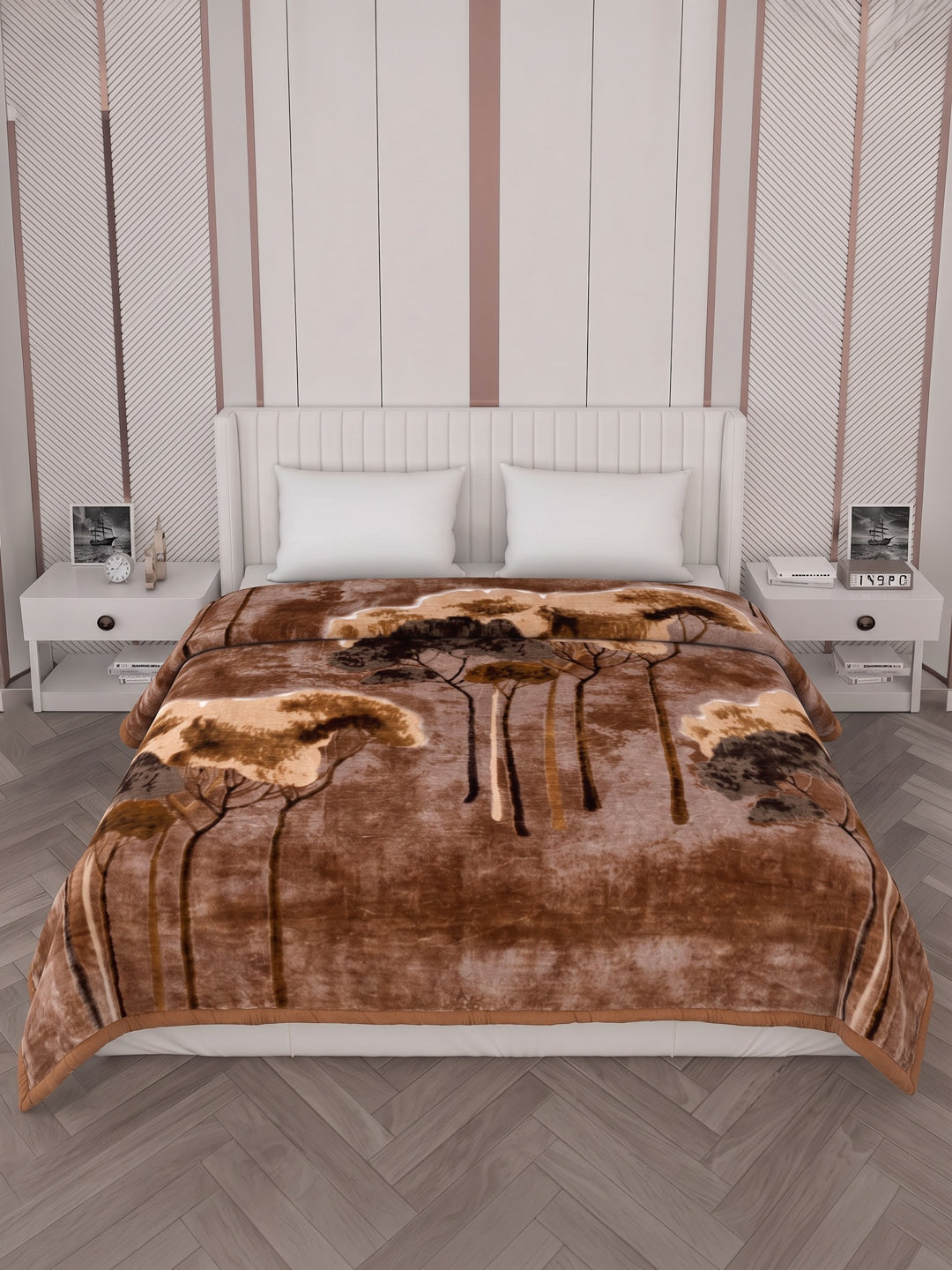 Printed Double Bed 2 Ply 870 GSM Blanket for Winter (Moon Valley), Weight 4.6 kg