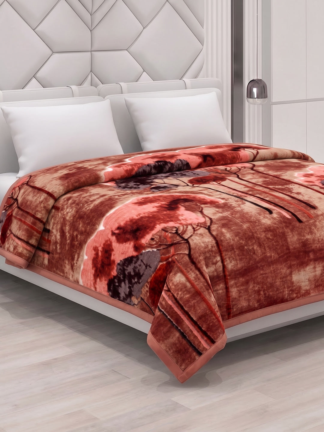 Printed Double Bed 2 Ply 870 GSM Blanket for Winter (Moon Valley), Weight 4.6 kg