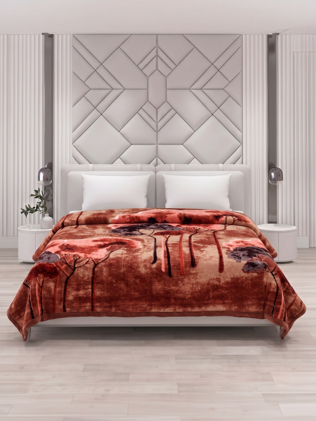Printed Double Bed 2 Ply 870 GSM Blanket for Winter (Moon Valley), Weight 4.6 kg