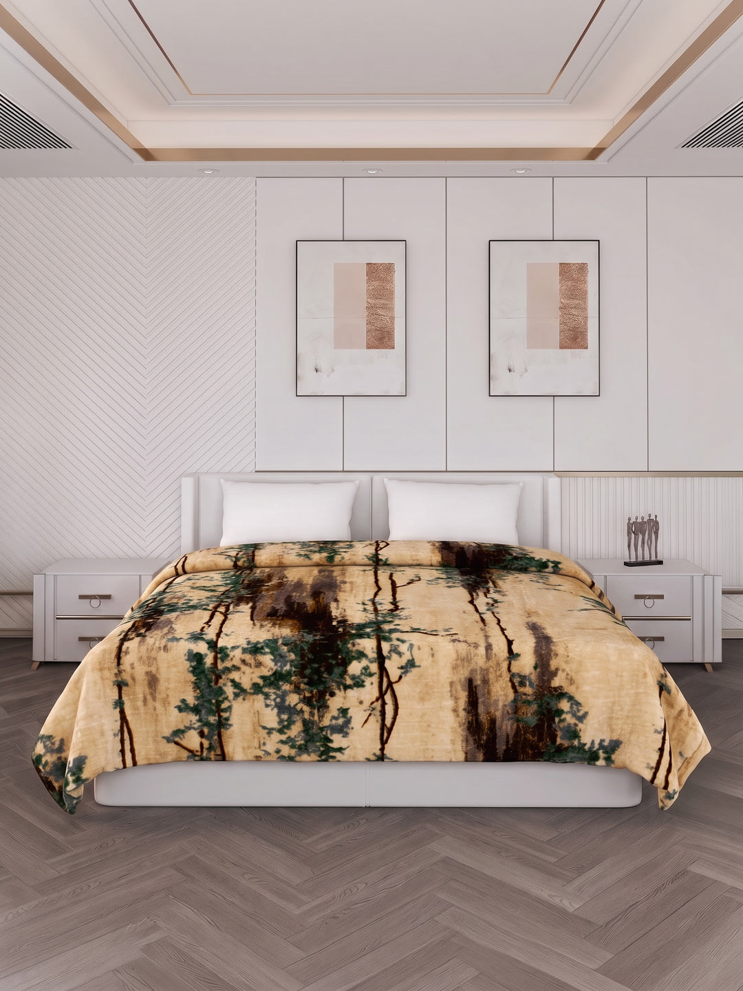 Printed Double Bed 2 Ply 870 GSM Blanket for Winter (Moon Valley), Weight 4.6 kg