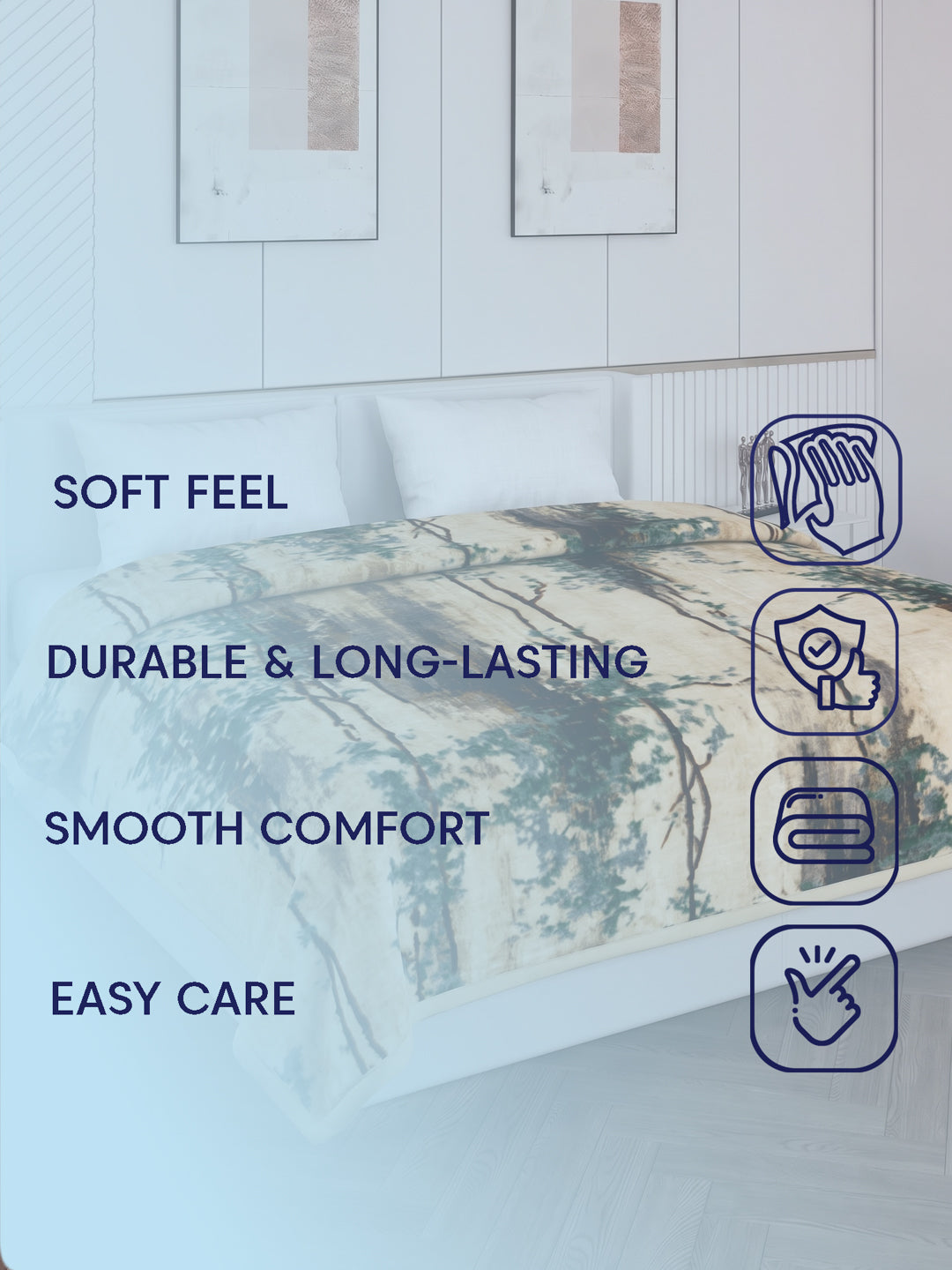Printed Double Bed 2 Ply 870 GSM Blanket for Winter (Moon Valley), Weight 4.6 kg