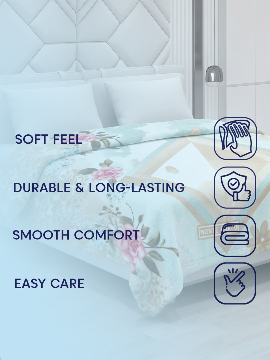 Printed Double Bed 2 Ply 870 GSM Blanket for Winter (Moon Valley Plus), Weight 4.6 kg