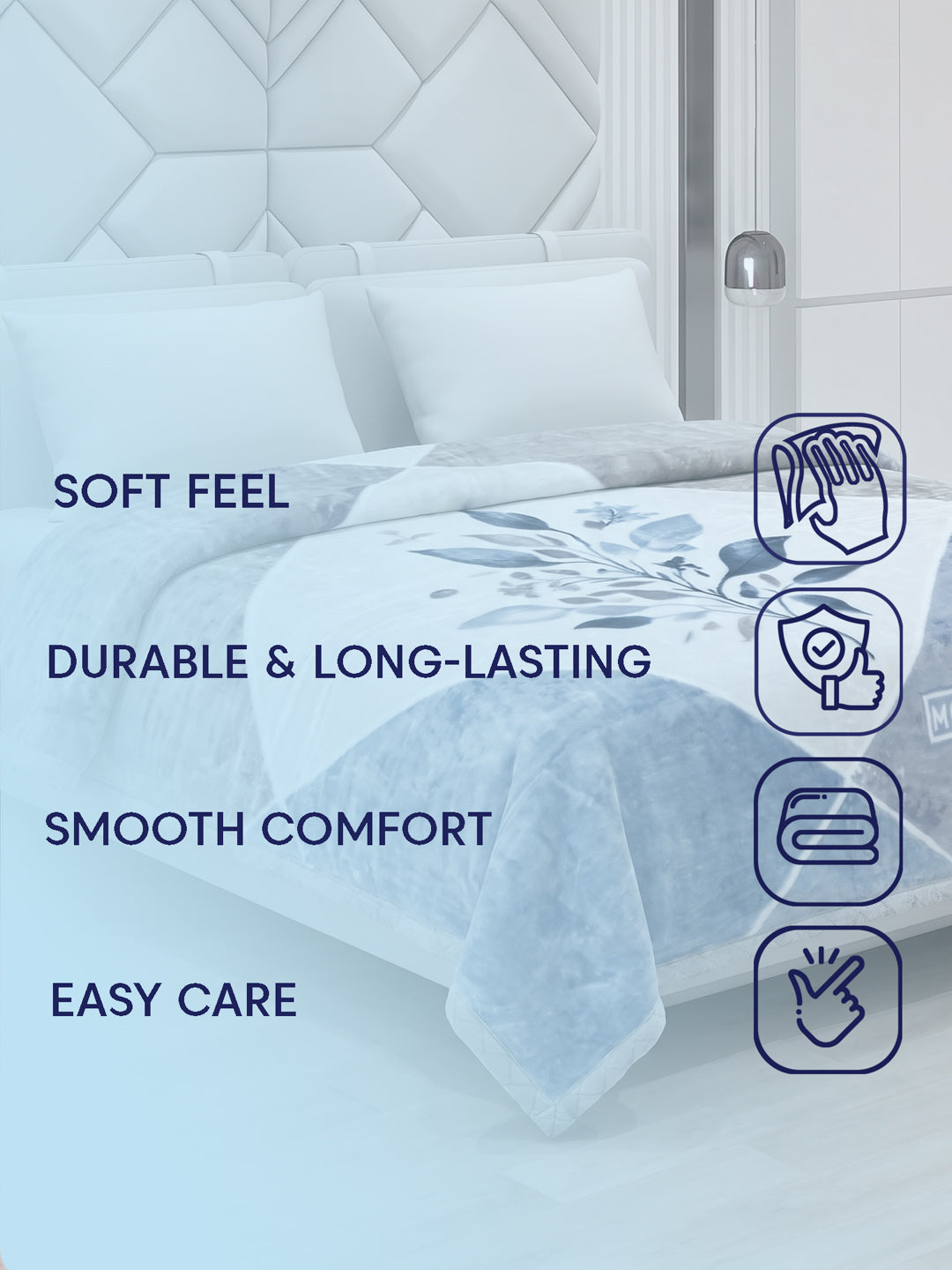 Printed Double Bed 2 Ply 870 GSM Blanket for Winter (Moon Valley Plus), Weight 4.6 kg