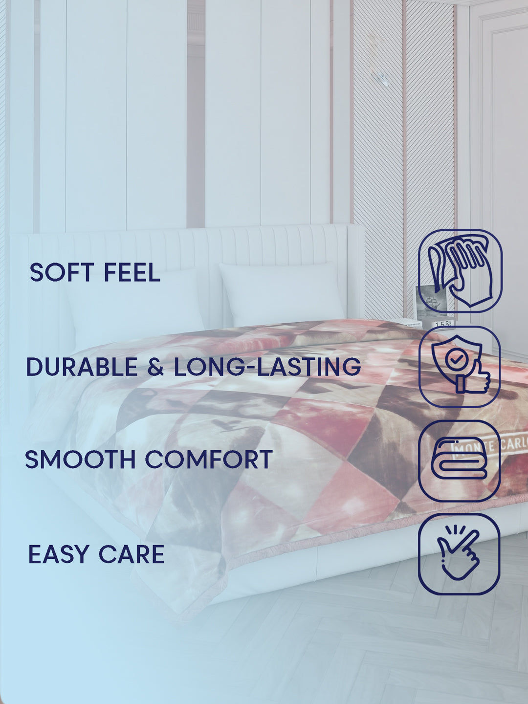 Printed Double Bed 2 Ply 870 GSM Blanket for Winter (Moon Valley Plus), Weight 4.6 kg