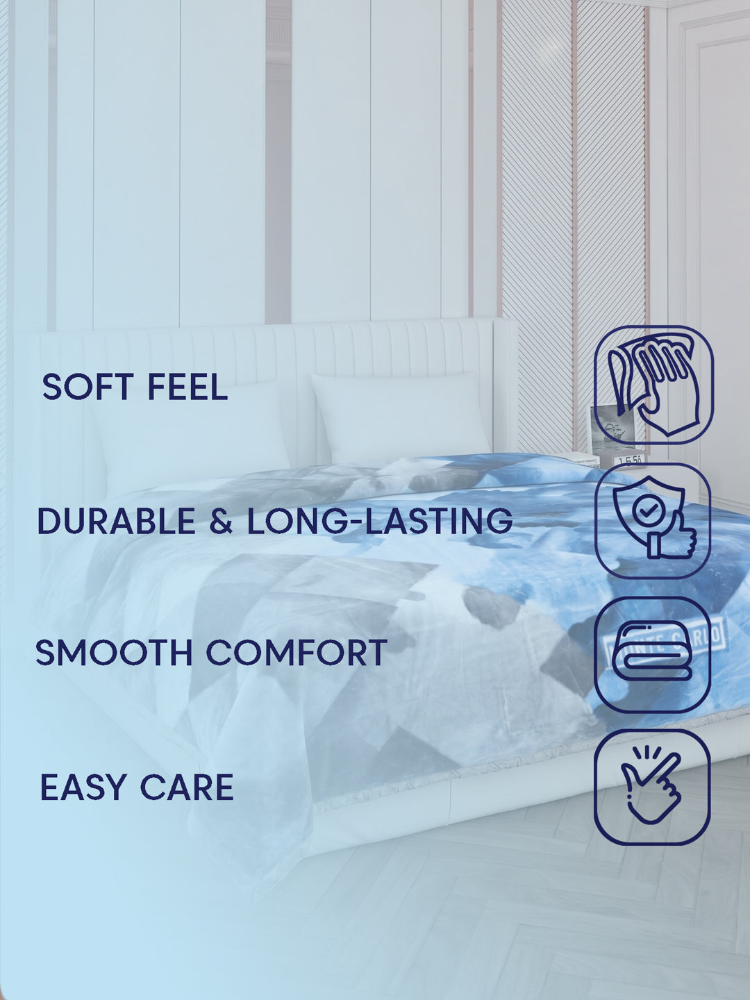 Printed Double Bed 2 Ply 870 GSM Blanket for Winter (Moon Valley Plus), Weight 4.6 kg