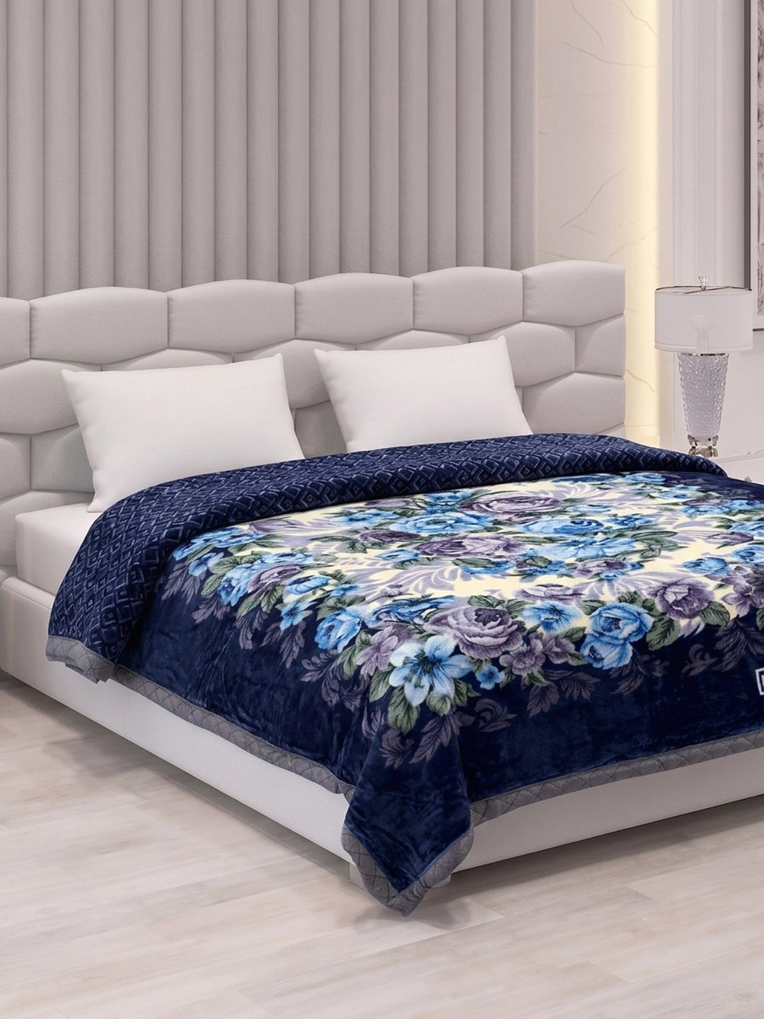 Floral Print Double Bed 3 Ply 950 GSM Blanket for Winter (Nagina), Weight 5 kg