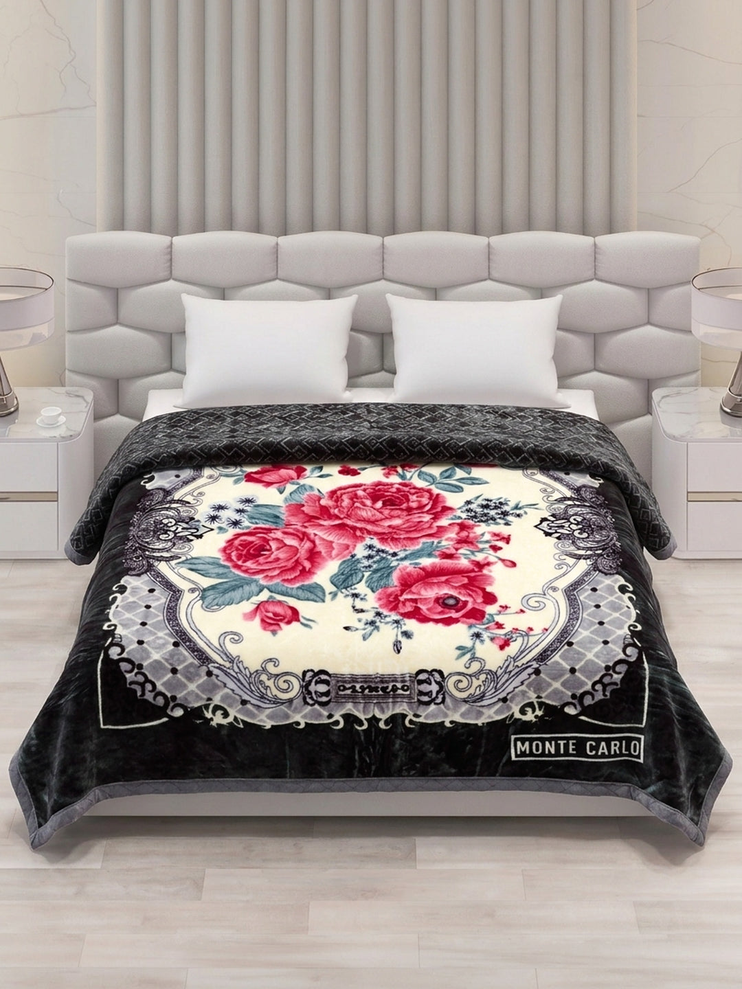 Floral Print Double Bed 3 Ply 950 GSM Blanket for Winter (Nagina), Weight 5 kg
