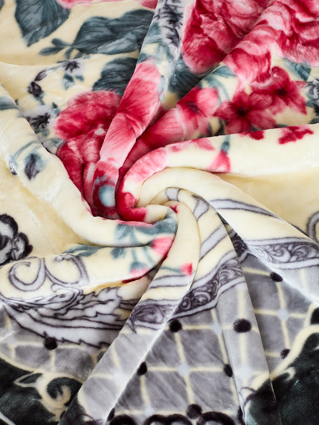 Floral Print Double Bed 3 Ply 950 GSM Blanket for Winter (Nagina), Weight 5 kg