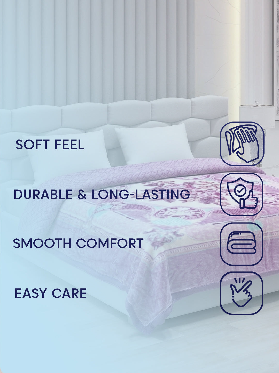 Floral Print Double Bed 3 Ply 950 GSM Blanket for Winter (Nagina), Weight 5 kg