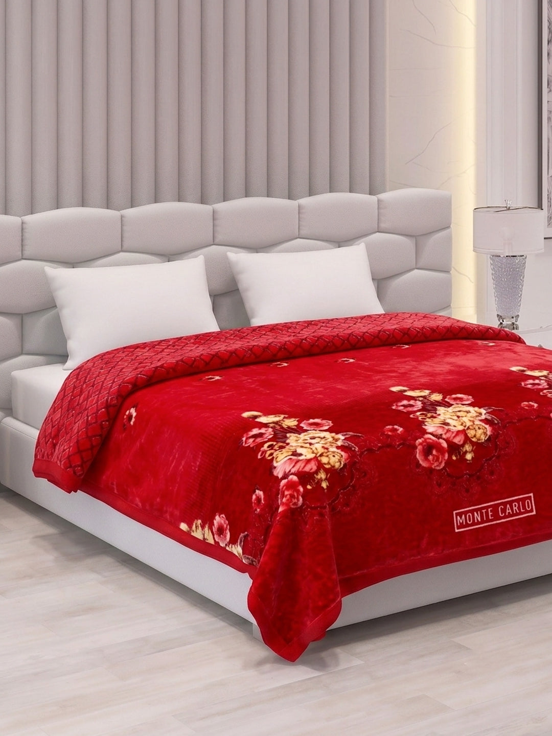Floral Print Double Bed 3 Ply 950 GSM Blanket for Winter (Nagina), Weight 5 kg