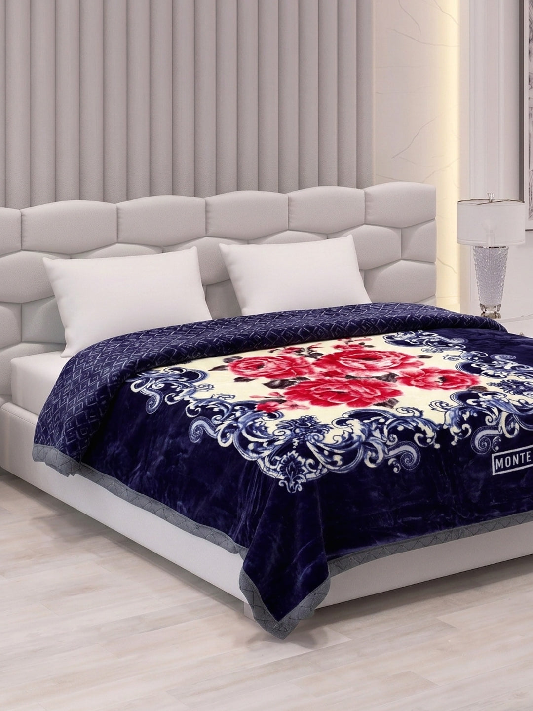 Floral Print Double Bed 3 Ply 950 GSM Blanket for Winter (Nagina), Weight 5 kg