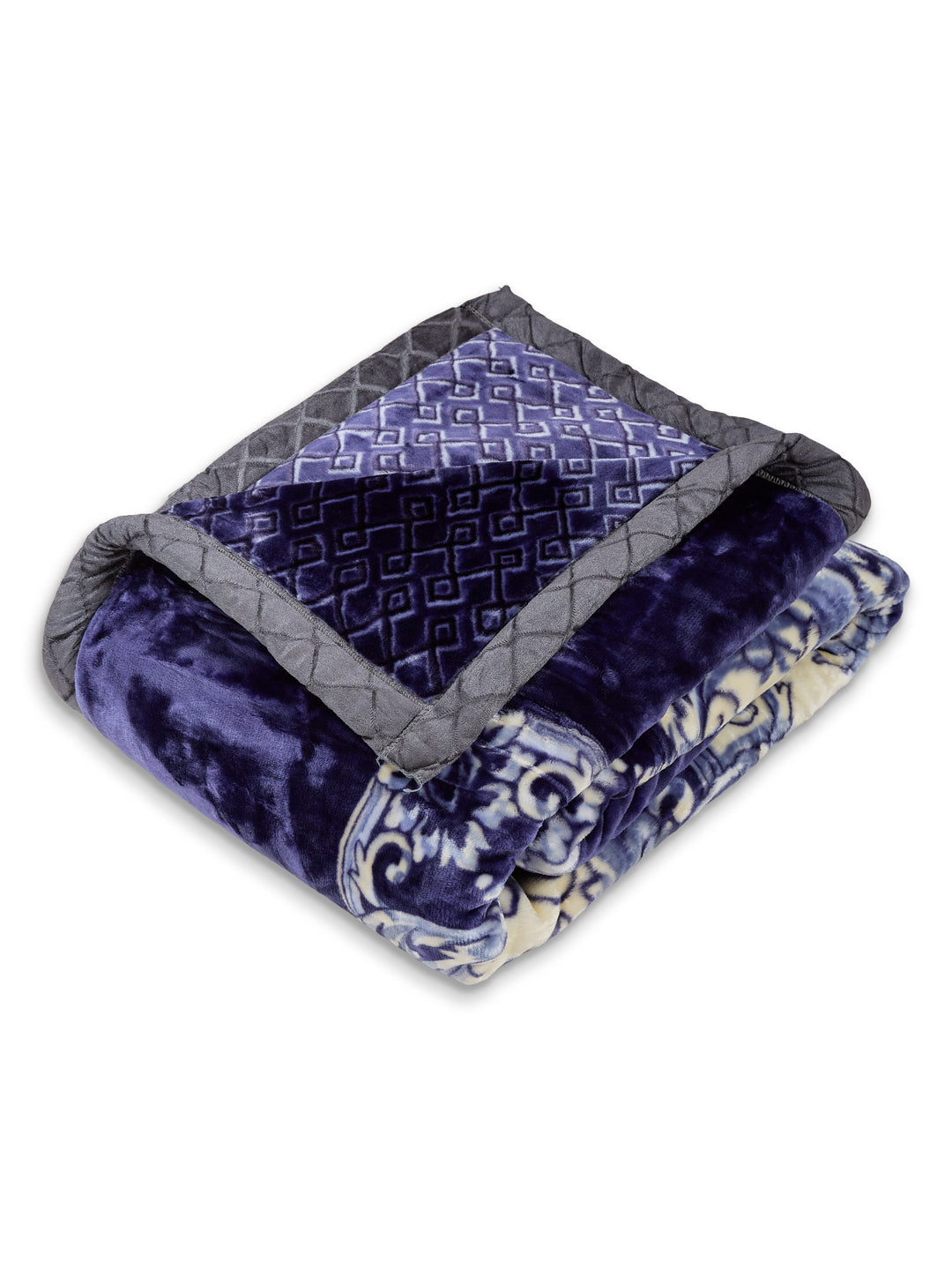 Floral Print Double Bed 3 Ply 950 GSM Blanket for Winter (Nagina), Weight 5 kg