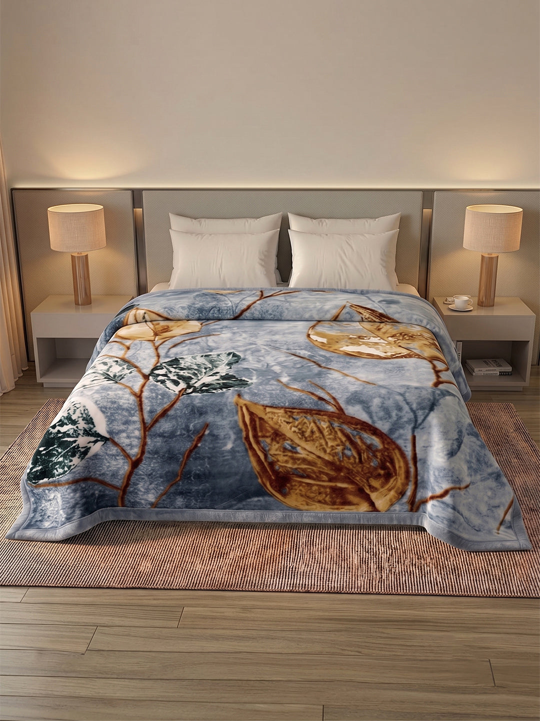 Printed Double Bed 2 Ply 990 GSM Blanket for Winter (Parker), Weight 5.25 kg